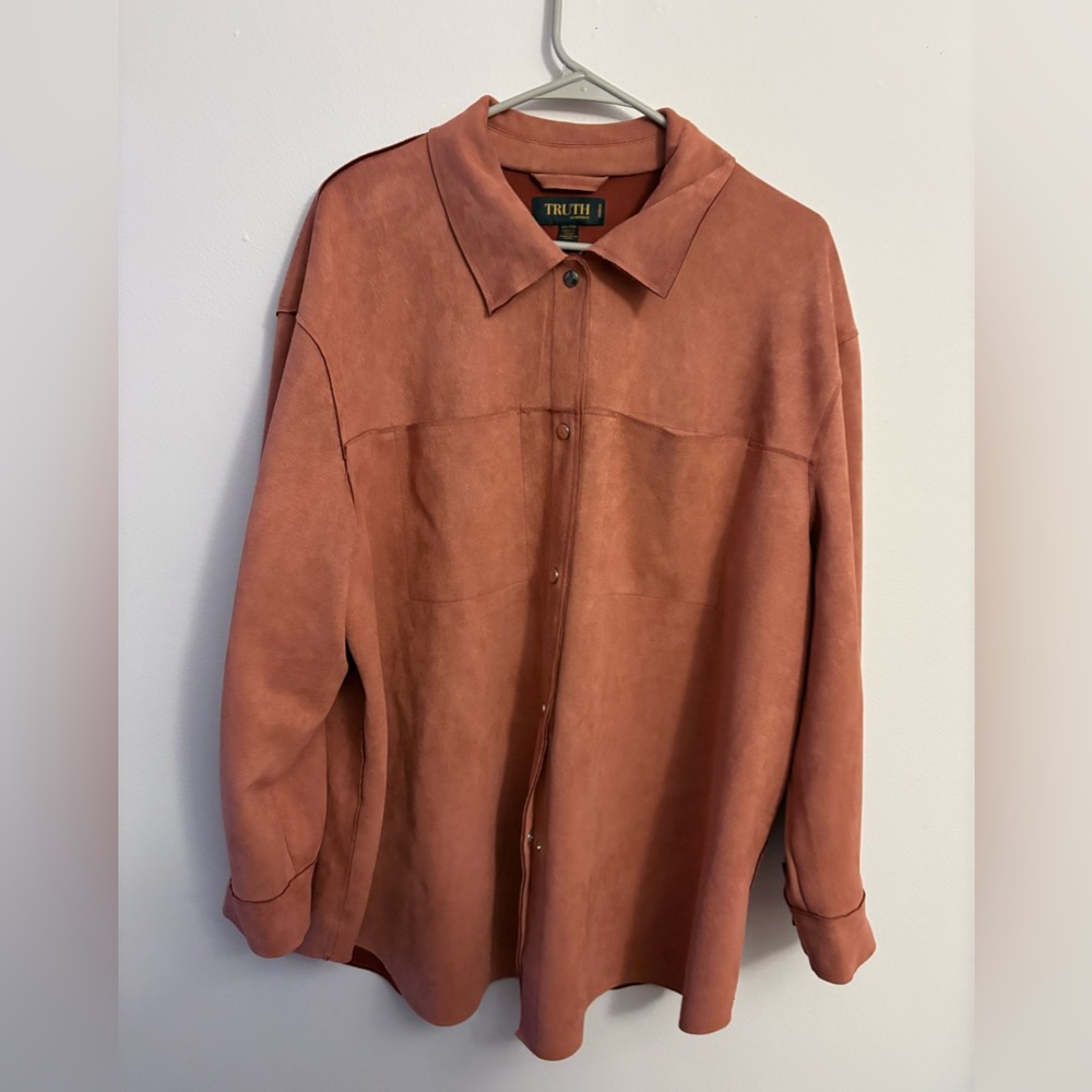 Women's Terracotta faux leather button up